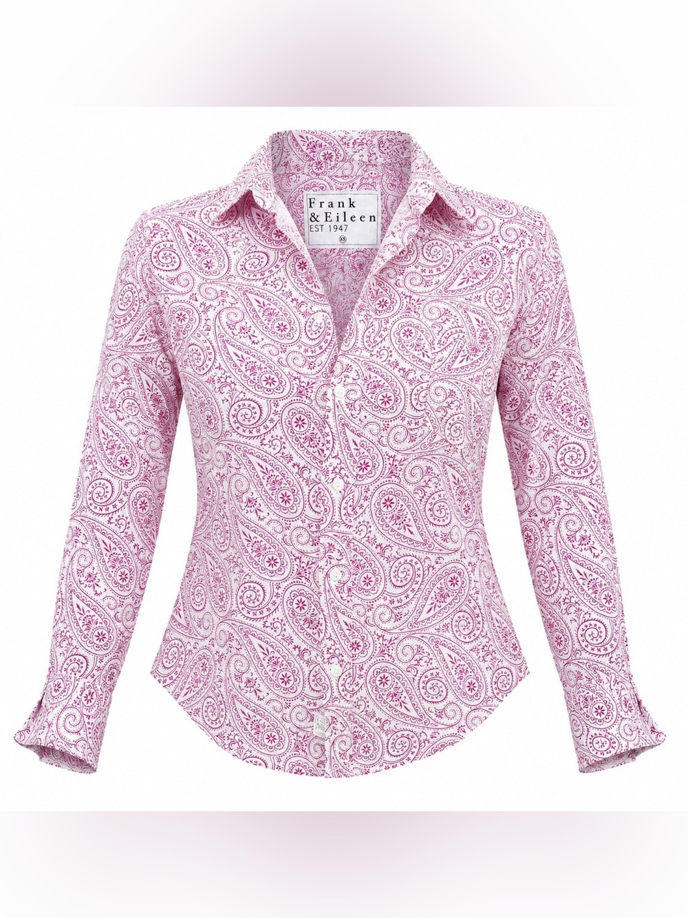 Frank & Eileen Barry Pink Paisley Linen Button Down XS
